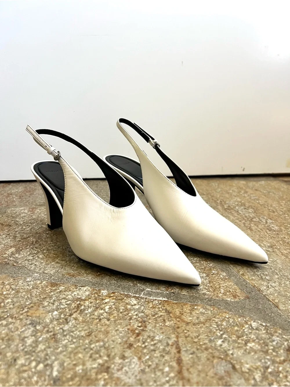 Vince Devi Leather Slingback Pump Milk White Size 7.5 - EU 38